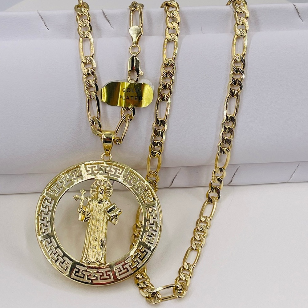 Saint Benedict  Medal chain 24 inche Gold plated